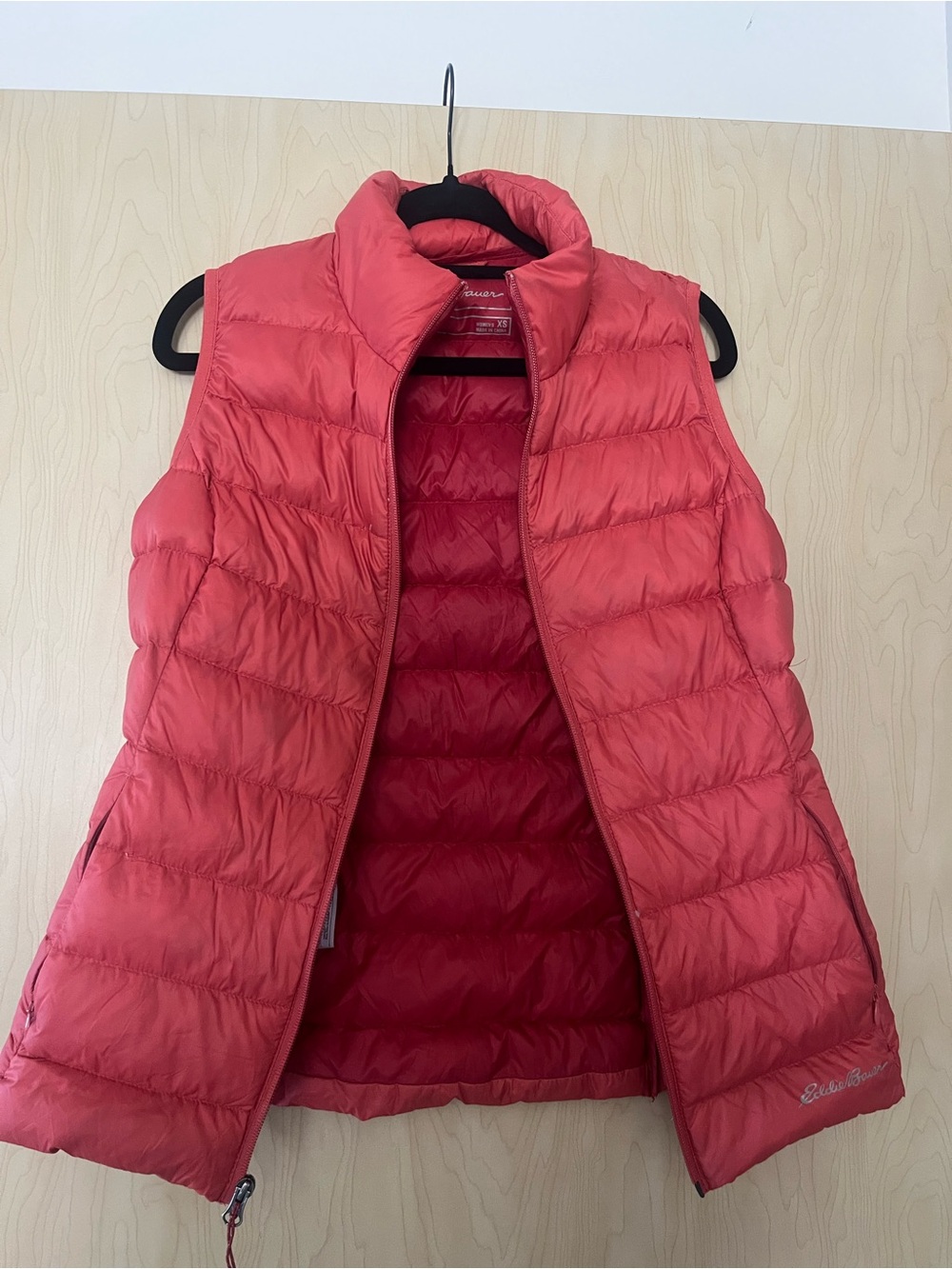 Eddie Bauer Coral-Red Packable Quilted Down Vest